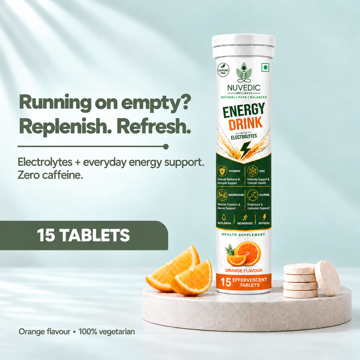NUVEDIC Energy Drink with Electrolytes Effervescent Tablets